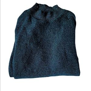 COS Sparkly Blue and Black Long Sleeve Turtleneck Style Shirt Size Large